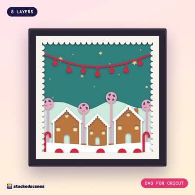 Gingerbread Lane shadow box SVG: hero