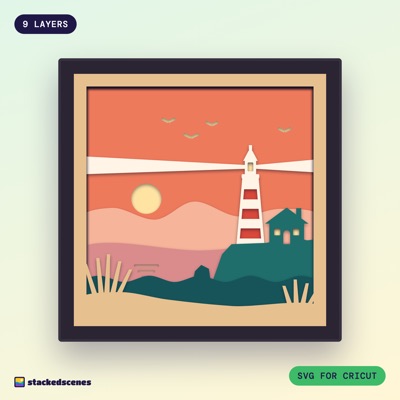 Lighthouse on the Loch shadow box SVG: hero
