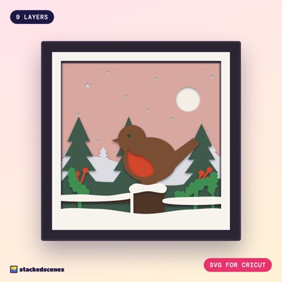 Robin in the Snow shadow box SVG: hero